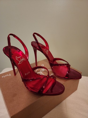 CHRISTIAN LOUBOUTIN Emilie 100mm Loubi Red Slingback Heel