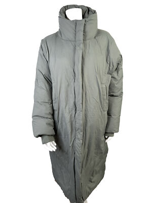 MPG Women s 650 Fill Power Down Gisele Long Puffer Jacket 1 x Gray Hood NWOT