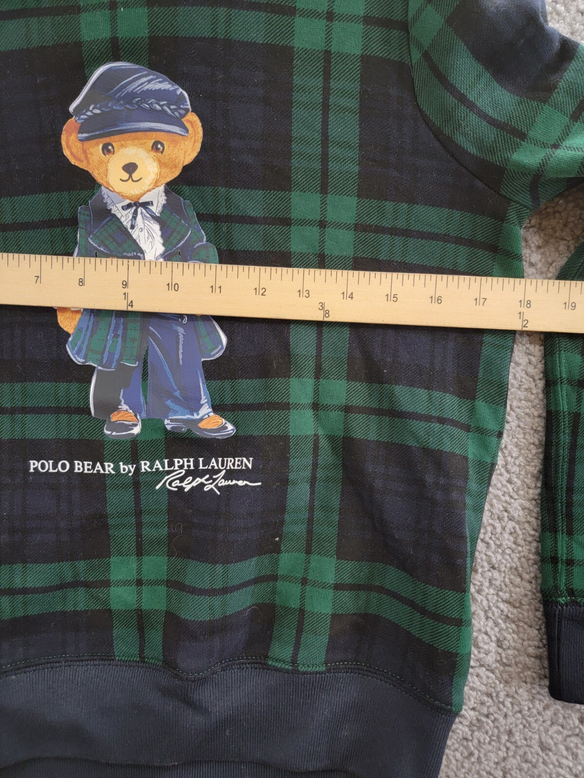 Polo Ralph Lauren Plaid Polo Bear Fleece Sweatshirt Girls' XL (16) Black Multi - Picture 6 of 16