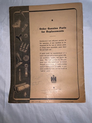 International Harvester Parts Catalog SE-1 Bulldozer Whirlwind Terracer