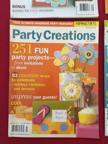 Lot of 4 Paper Crafts! Magazines 2-Card, 1 Party, 1 Tag Creations