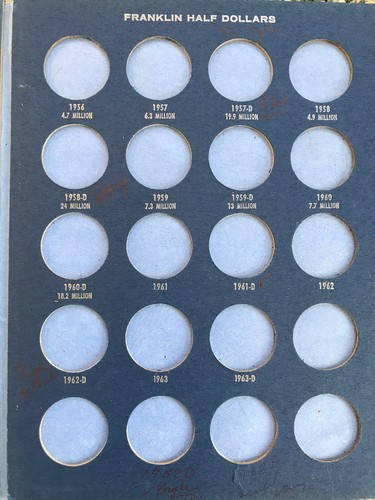 BENJAMIN FRANKLIN HALF DOLLAR Collection starting 1948 VintageHarris Coin Folder