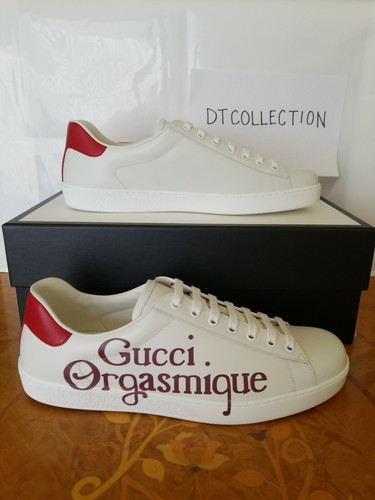 Pre-owned Gucci Ace Orgasmique Sneakers White Size  9 Us 10 Rare