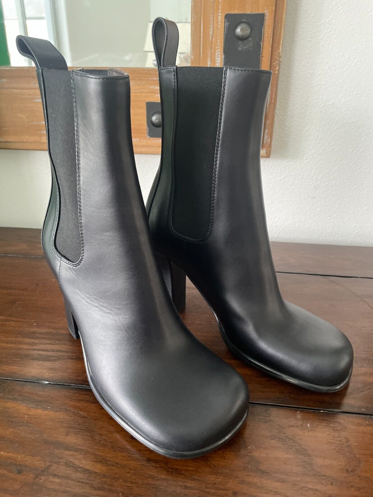 Pre-owned Bottega Veneta 677271 Women's Black Leather Storm Ankle Boots Shoes, Many Sizes
