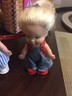 2 Vintage Uneeda Co 1965? Pee Wees Dolls LOT Blue Denim And Green Rose