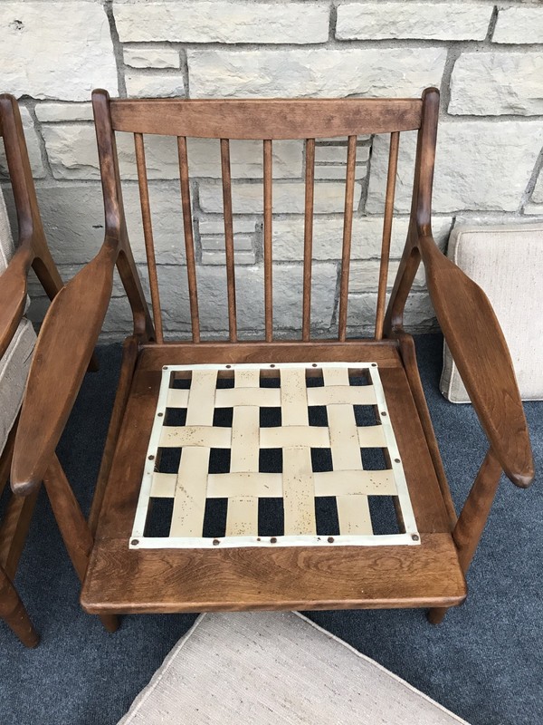 Pair of Mid Century Danish Modern Conant Ball Russell Wright Lounge Chairs