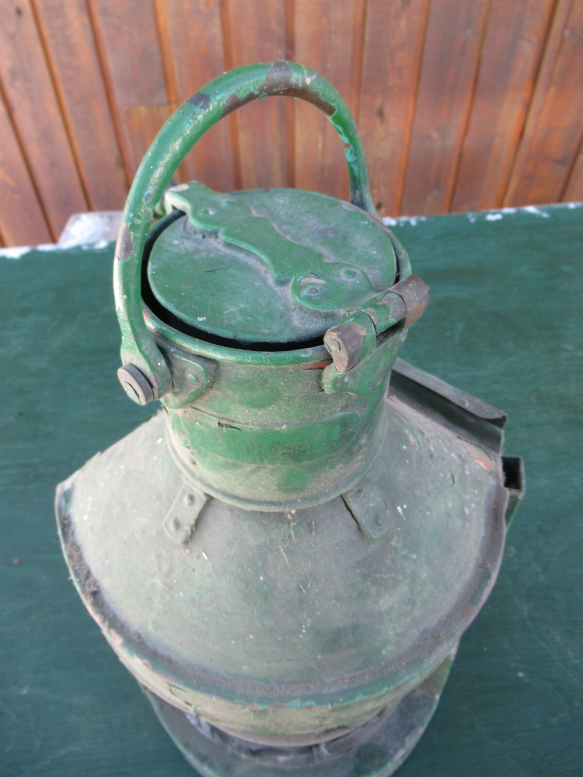 Antique  Boat Ship Lantern Corner Nautical Maritime Brass Under Green Finish