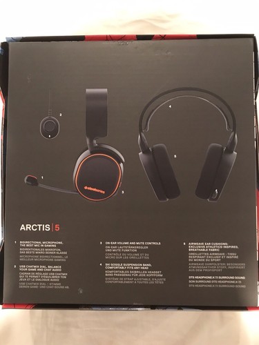 SteelSeries Arctis 5 Gaming Headset w RGB Illumination and DTS Headphones
