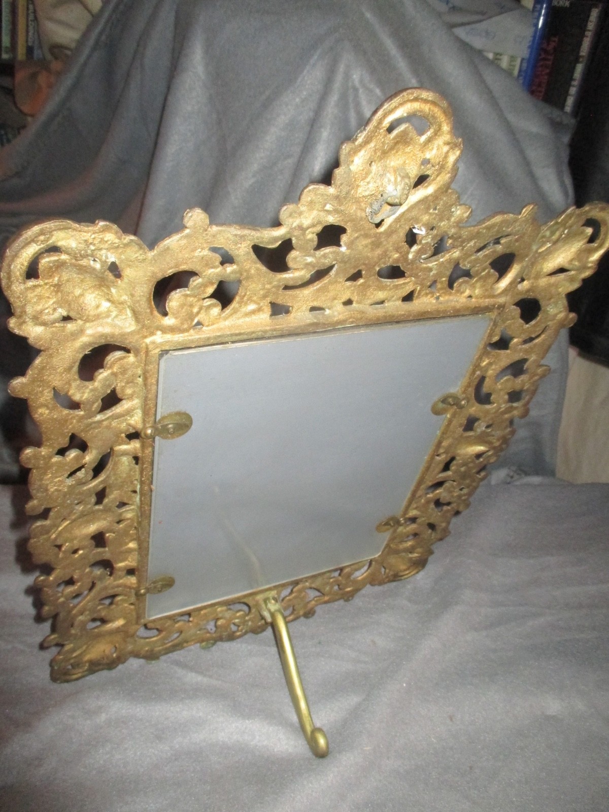 Vintage Brass Framed Table Mirror.
