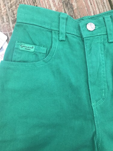 Vintage NWT Kids GUESS Green Denim Shorts Sz 8 MADE IN USA New With Tags