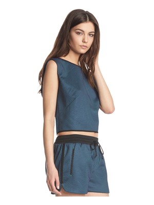 KIIND OF Женский зеленый топ без рукавов с воротником на молнии Размер: M