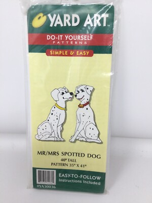 Yard Art Mr. Mrs. Spotted Dog Pattern Plywood Cutout Damlatian Christmas YA30036
