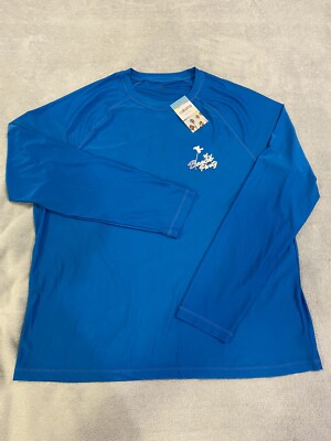NWT Mens Cabana Crown Ivy Tower Royal Blue Beach Party Rash Guard Sun Shirt XL