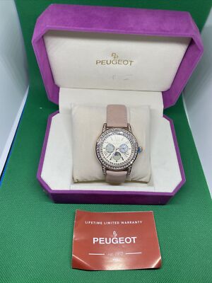 Peugeot Multi-Function Watch # 727766 Pink Suede Strap