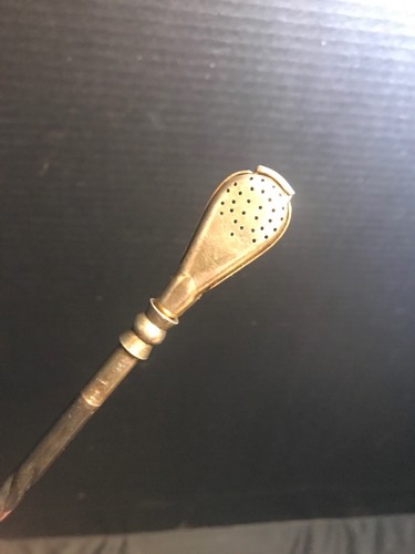Antique Vintage 18K Gold & Silver Mate Drinking Straw Bombilla Infused Drinks