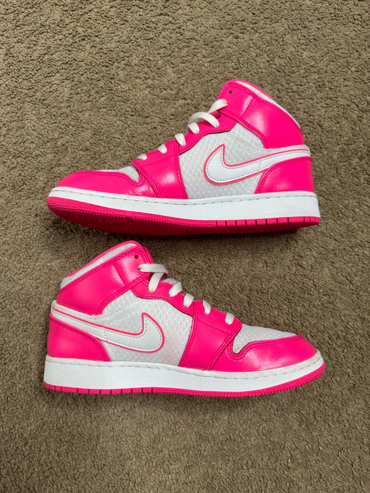 靴 Nike GS Air Jordan 1 Mid Soft Pink 24.5 Jordan - Boy - GS Air Jordan 1 Mid SE - White/Legend Pink