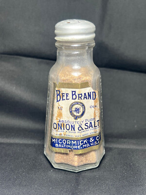 Bee Brand McCormick & Co Balt. MD USA Unopened Onion & Salt Hazel Atlas Shaker