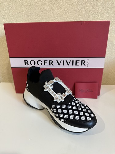 Roger Vivier◆ Viv' Clogs レザー クリスタル ミュール クリーム Woman スライディー ヴィヴ レザー ミュール