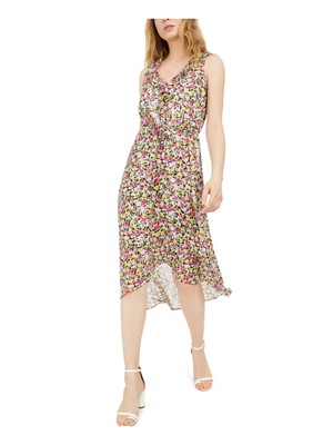

INC DRESS Женское желтое шифоновое платье без рукавов с V-образным вырезом Midi Party Hi-Lo Dress, Желтый