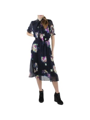 

DKNY Женское темно-синее платье длиной ниже колена с завязкой на талии и короткими рукавами, Navy
