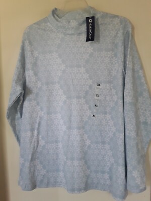 Women North Crest  Blue  Long Sleeve Mock Neck Knit Top Shirt Sz XL