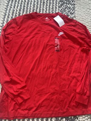 NWT Nike NSW Embroidered Futura Long-Sleeve T-Shirt Red AR5193-657 Men s Sz XXL