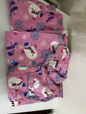 Joe Boxer Flannel Pajama Set Pink Snowmen Xs
