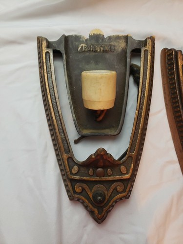 Set of PURITAN Art Deco Wall Sconces Glass Slip Shade Lights