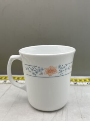 NOS Corning Corelle Apricot Grove Blue & Peach Flower Coffee Mug Teacup GA16