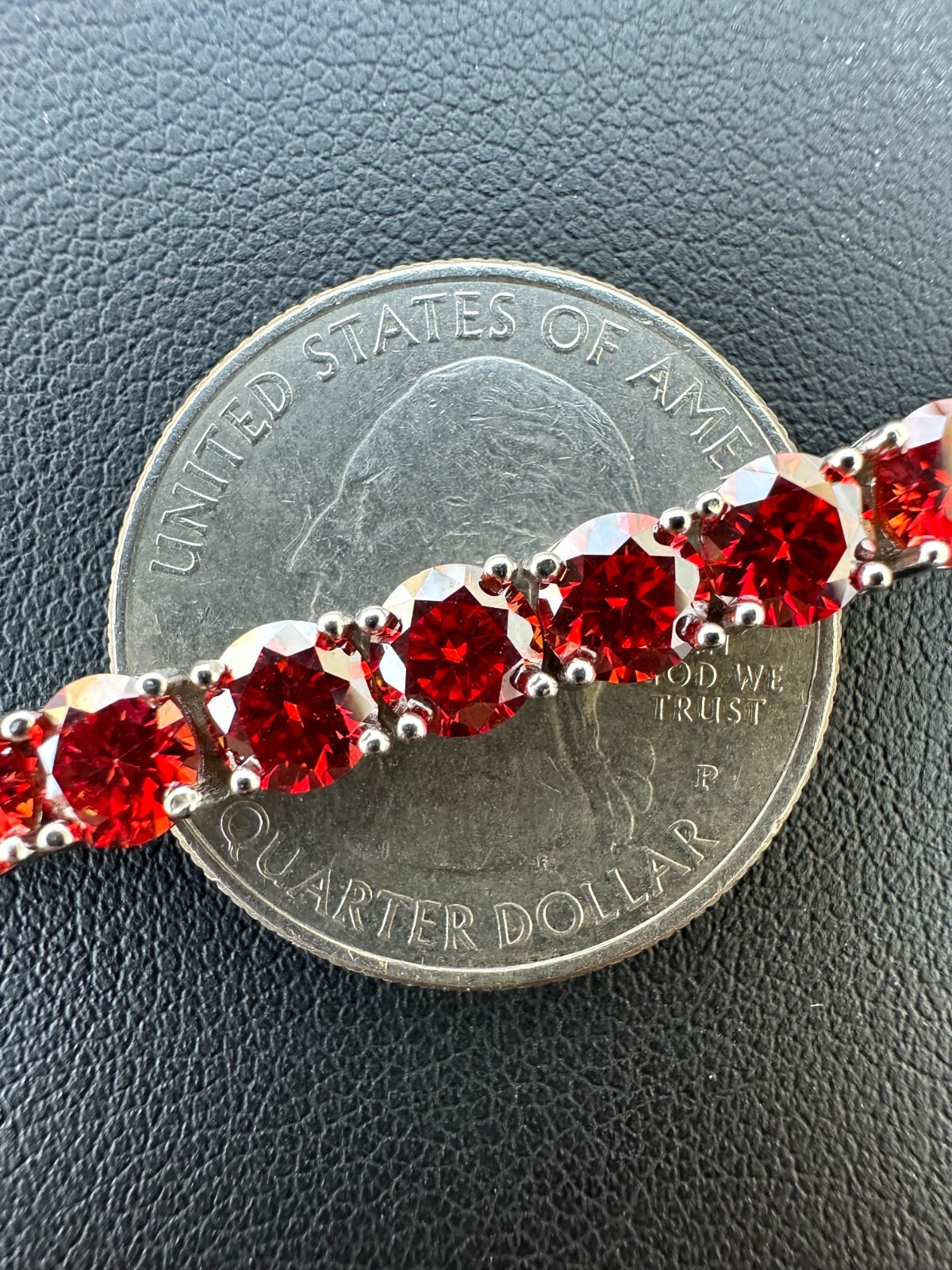 Pre-owned Silver Real Iced Ruby Red Moissanite 5mm Tennis Bracelet 925  Pass Diamond Test