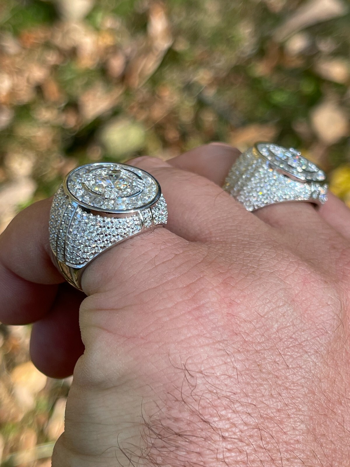 Pre-owned Pinky Large 925 Silver Iced Hip Hop 6ct Men's Moissanite Ring Pass Diamond Test