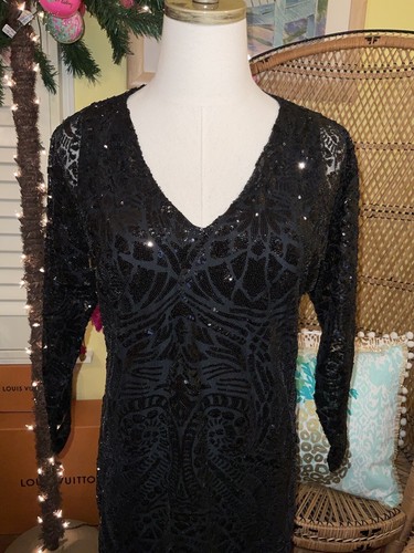 Pre-owned Lilly Pulitzer Leclair Dress Onyx Sequin Sea Swirl Mesh Size M,l,xl ❤️‍? In Black