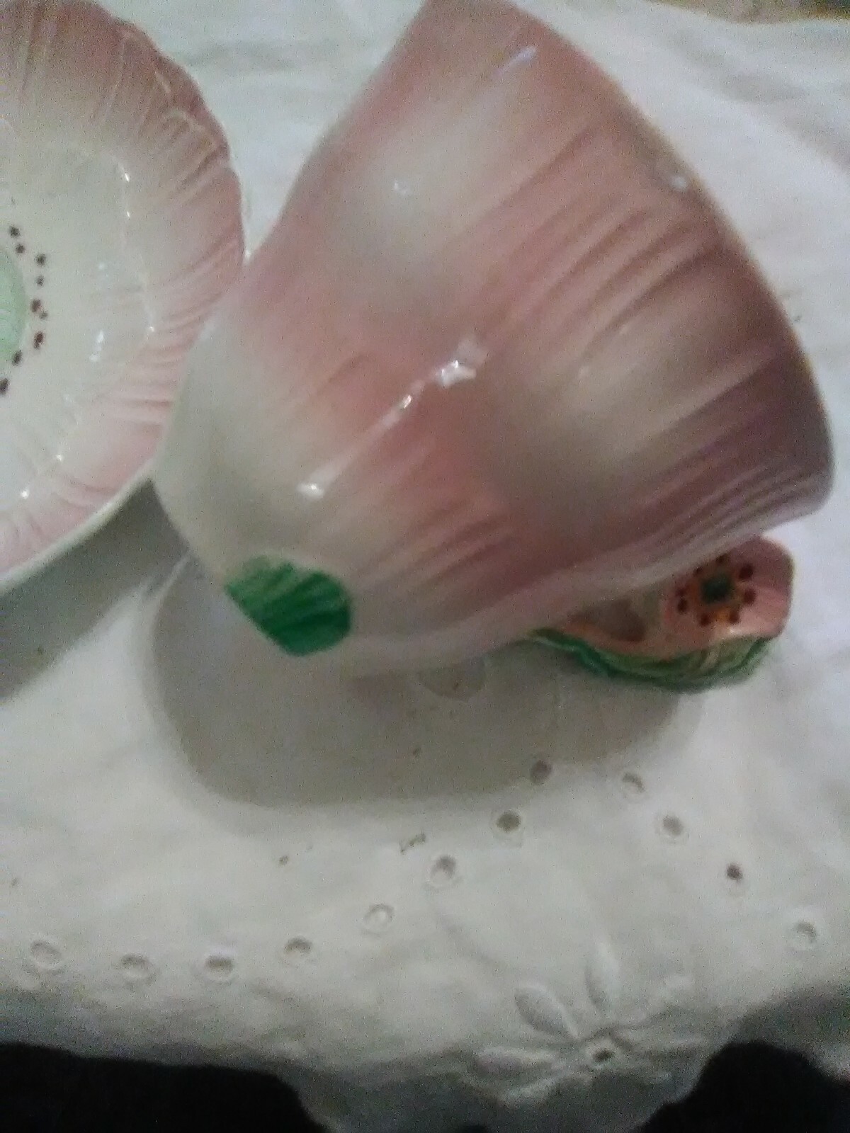 Vintage Staffordshire pink floral porcelain cup and saucer set