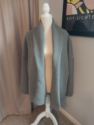 Fabletics Vanessa Cardigan Open Quilted Chevron Gray Size Large