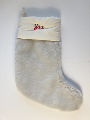 POTTERY BARN plush stocking ivory JAX mono 2022 Medium J1X