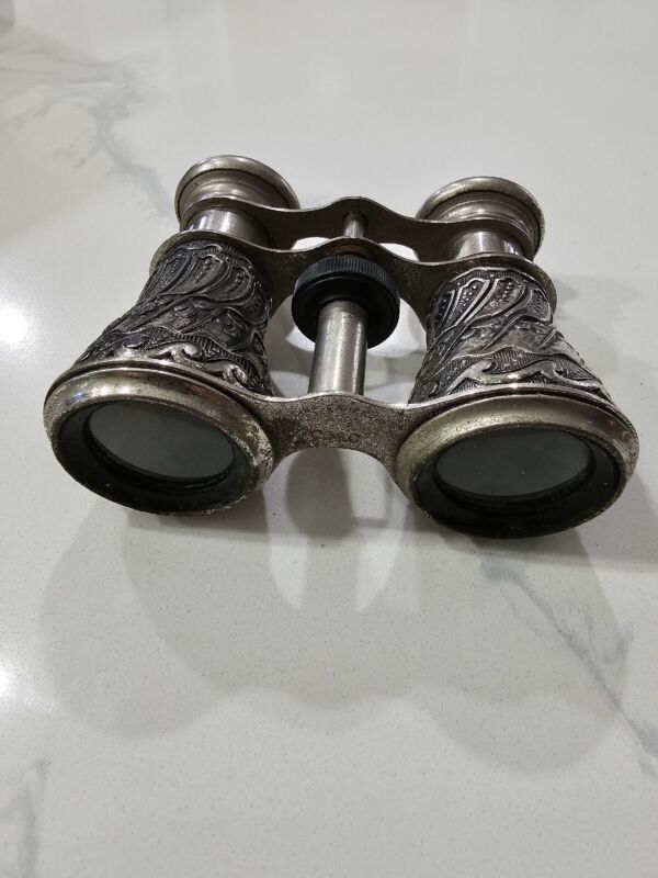 Vintage C.M.C. Silver Opera Glasses Made in Occupied Japan Ornate Binoculars 