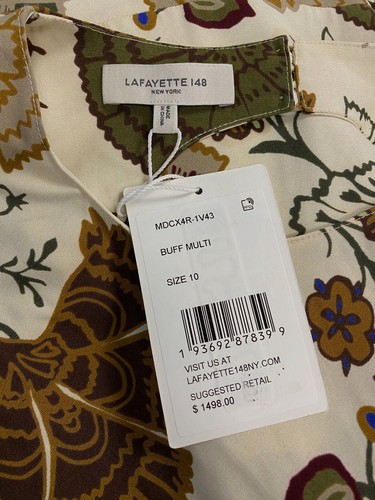 Pre-owned Lafayette 148 $1498  York Women Ivory Bohemia A-line Midi Dress Size 10 In White