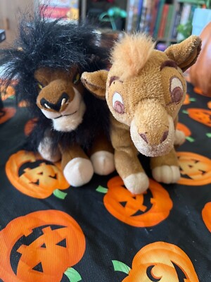  Disney Store Exclusive SCAR Mini Beanie Plush Stuffed and Simba Beanie platinum