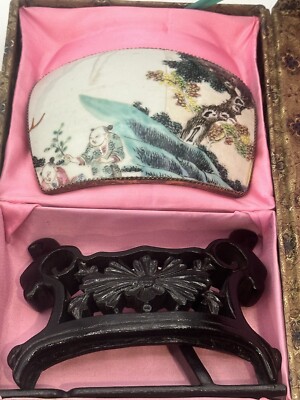 Chinese Porcelain Faience Ware Courting Scene Painting Original NOS