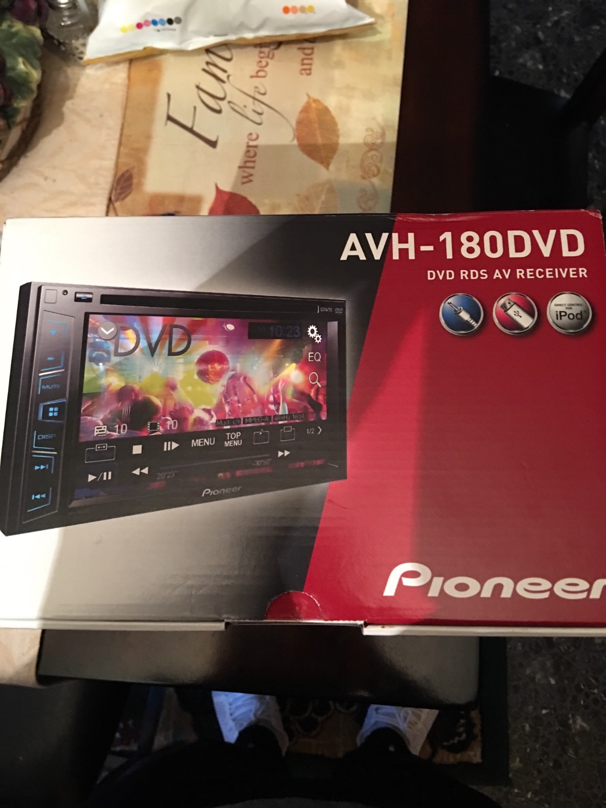 AVH-180DVD Pioneer 6’2 inch screen Black Aux, USB, DVD IPhone compatible.