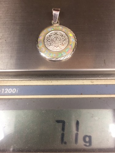 Aztec Calendar Opal And Silver Pendant And Necklace Both Silver
