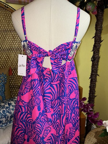 Pre-owned Lilly Pulitzer Bernadetta Maxi Dress Passion Fruit Pink Wild Nights Size 6