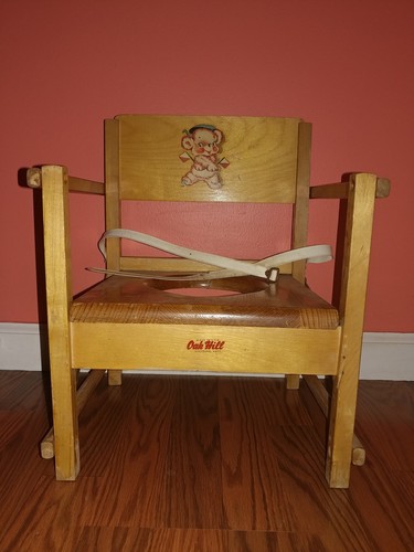 Vintage OAK HILL Wood Fold Up Childs Potty Training Seat Children's Chair