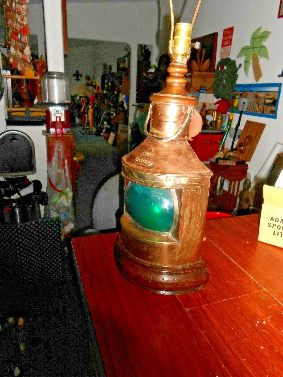 Vtg Ships Lantern Copper PMP Starboard Light rePurposed into Lamp