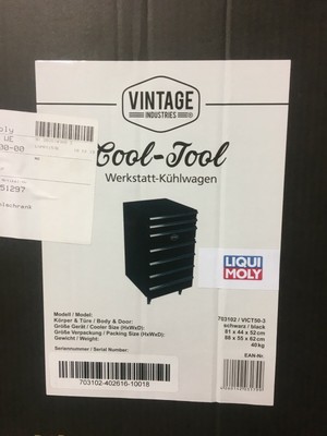 Cool-Tool / Werkzeugwagen inkl. Kühlschrank von Vintage Industries / NEU OVP