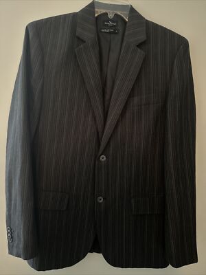 Marc Echo Cut&Sew Men s Blazer, Jacket, Gray Pinstriped, Size Medium