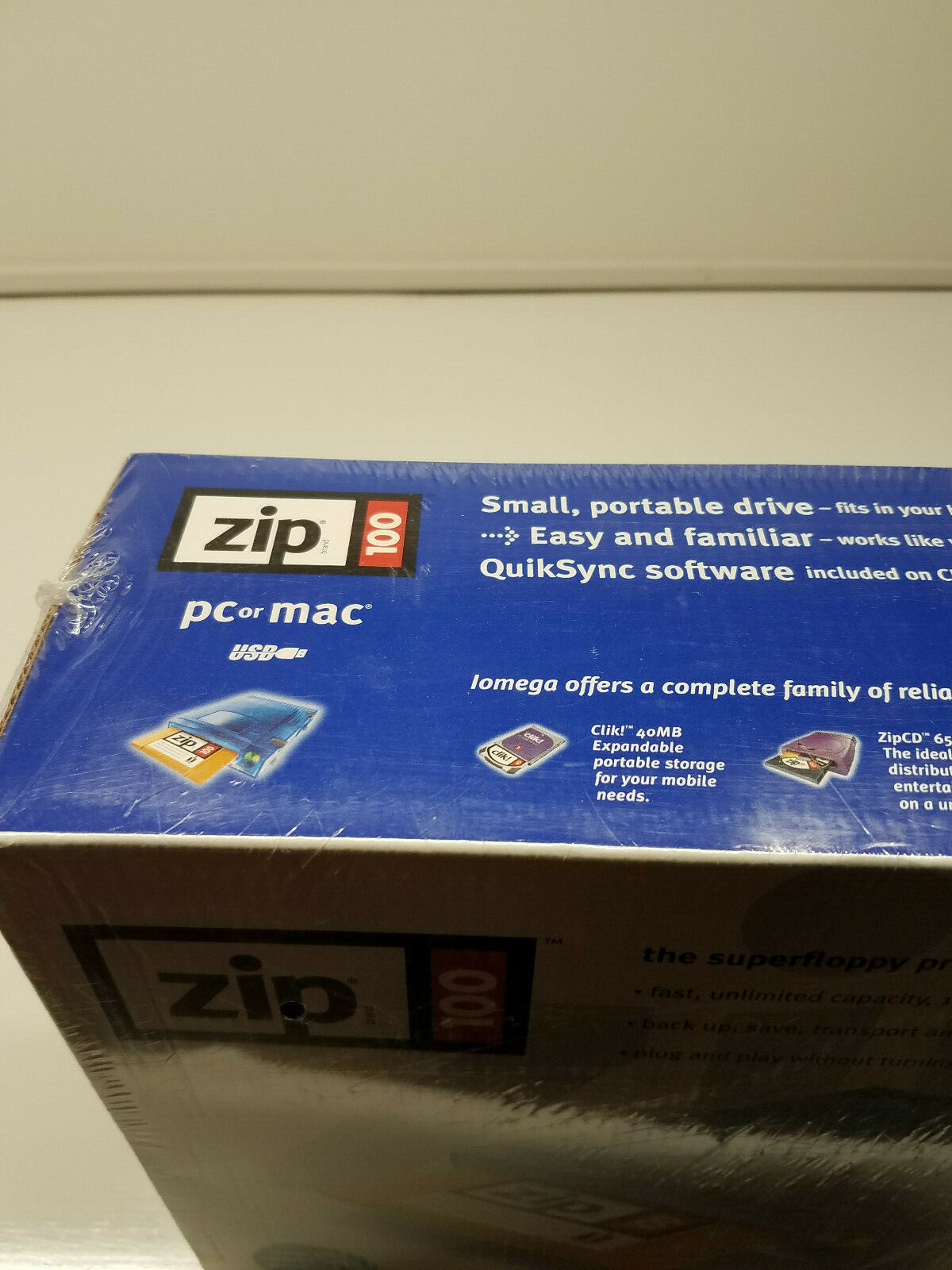 Iomega Zip 100 Portable External USB Drive For PC/Mac Blue Transparent NIB