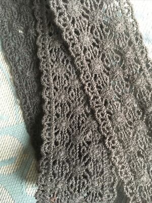 1 yard￼  crochet like  cotton lace trim  1 3/8 wide by the yard gray