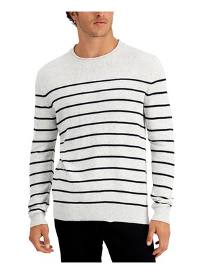 

CLUBROOM Mens Gregor White Striped Long Sleeve Classic Fit Pullover Sweater, Белый