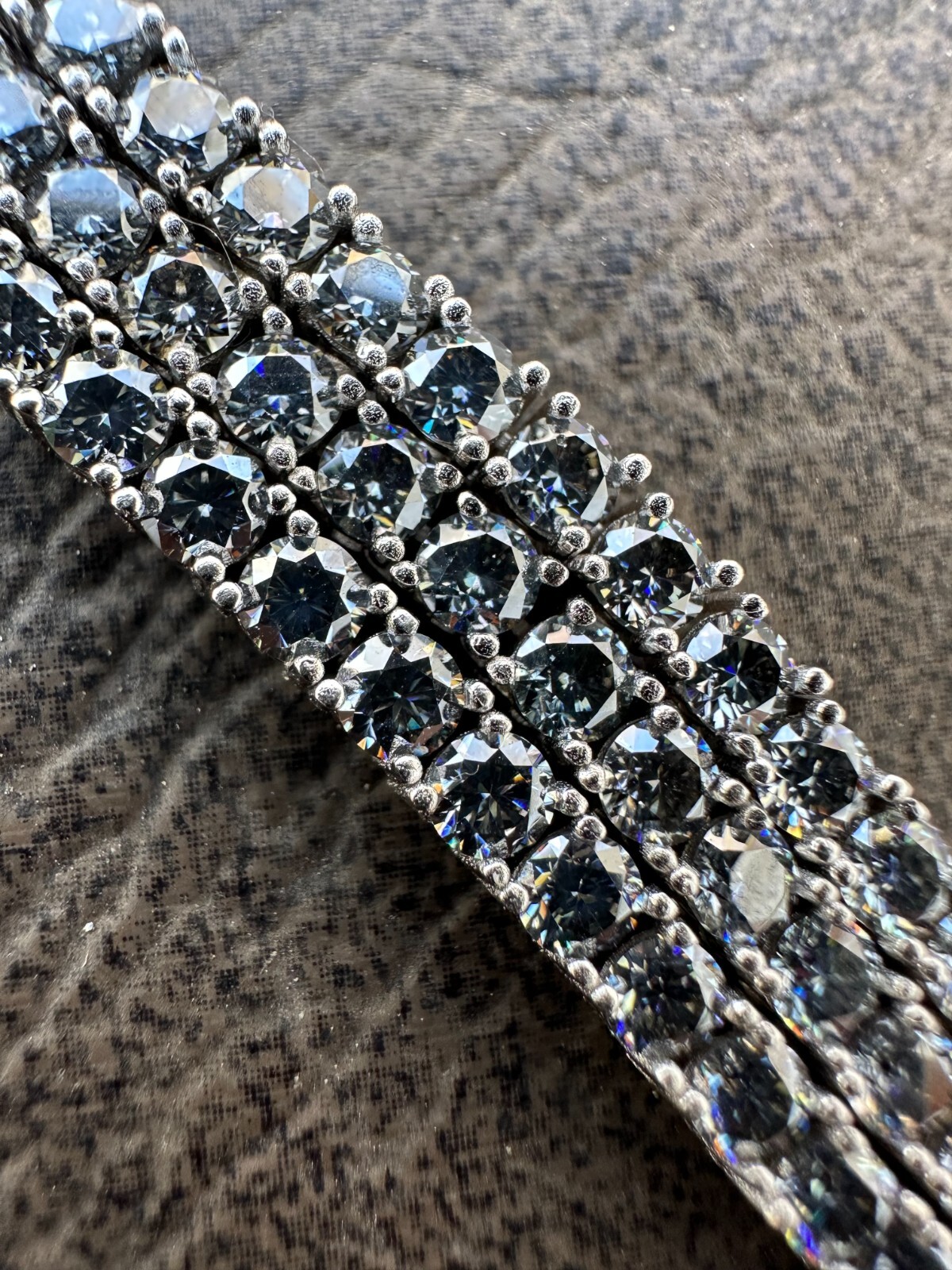 Pre-owned Silver Real Blue Gray Moissanite 3mm Tennis Chain 925  Iced Necklace Pass Tester